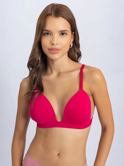 Chelvet - Solid Lightly Padded Half Coverage Plunge Bra