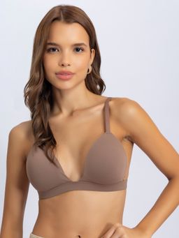 Chelvet - Solid Lightly Padded Half Coverage Plunge Bra