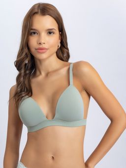 Chelvet - Solid Lightly Padded Half Coverage Plunge Bra