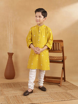 Fabindia - Yellow Cotton Dobby Long Kurta