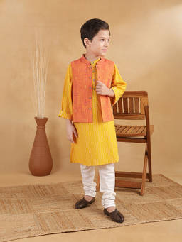 Fabindia - Orange Cotton Hand Embroidered Nehru Jacket