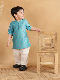 Fabindia - Blue Viscose Blend Hand Block Printed Long Kurta