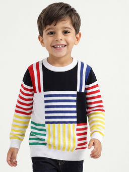 United Colors of Benetton - Regular Fit Crew Neck Striped Sweater