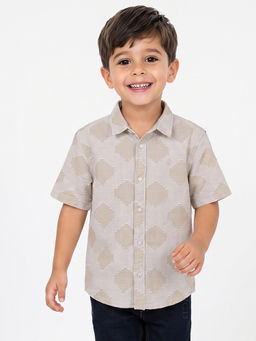 United Colors of Benetton - Relaxed Fit Spread Collar Neck Geometric Print Shirt
