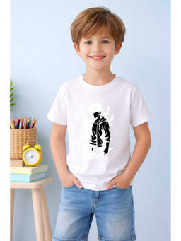 MALKIAT - White Blaze Shadow Printed Cotton T-Shirt