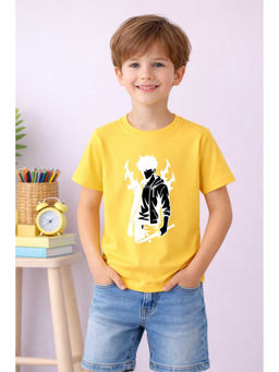 MALKIAT - Yellow Blaze Shadow Printed Cotton T-Shirt