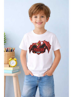 MALKIAT - White Blaze Phoenix Printed Cotton T-Shirt