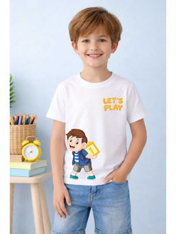 MALKIAT - White Let’s Play Buddy Printed Cotton T-Shirt