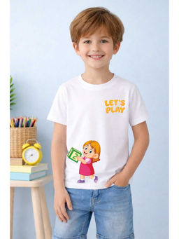 MALKIAT - White Little Fun Star Printed Cotton T-Shirt