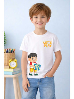 MALKIAT - White Number Fun Time Printed Cotton T-Shirt