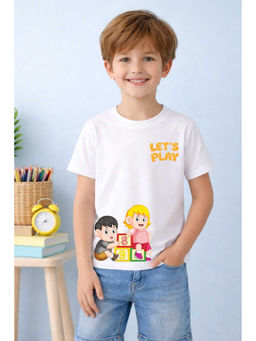 MALKIAT - White Fun with Numbers Printed Cotton T-Shirt