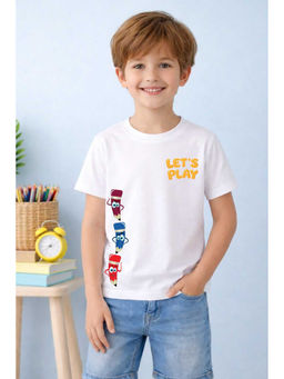 MALKIAT - White Pencil Power Printed Cotton T-Shirt