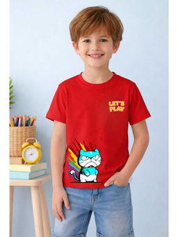 MALKIAT - Red Savage Kitty Printed Cotton T-Shirt