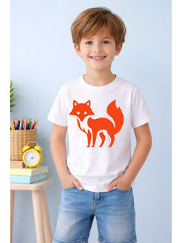 MALKIAT - White Sneaky Fox Printed Cotton T-Shirt