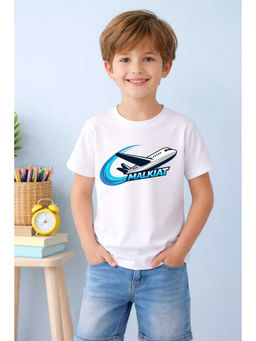 MALKIAT - White Jet Rush Printed Cotton T-Shirt