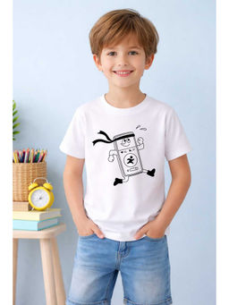 MALKIAT - White Run to the Beat Printed Cotton T-Shirt
