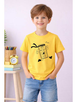 MALKIAT - Yellow Run to the Beat Printed Cotton T-Shirt