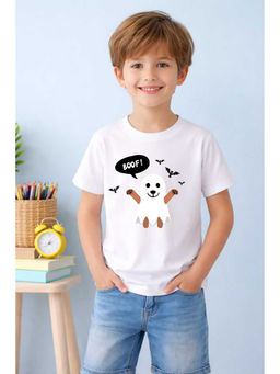 MALKIAT - White Little Boo Dog Printed Cotton T-Shirt