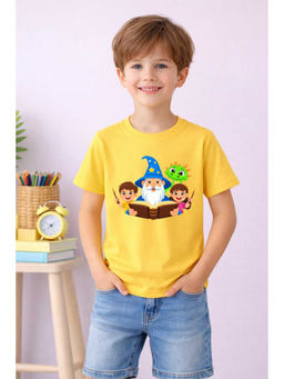 MALKIAT - Yellow Happy Giraffe Buddy Printed Cotton T-Shirt