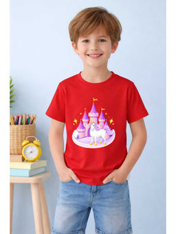 MALKIAT - Red Unicornia Dreams Printed Cotton T-Shirt