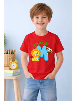 MALKIAT - Red Little Lion Wild One Printed Cotton T-Shirt