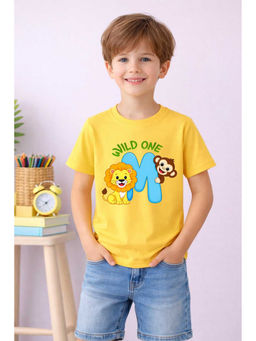 MALKIAT - Yellow Little Lion Wild One Printed Cotton T-Shirt