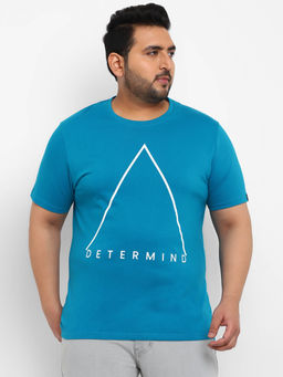 Urbano Plus - Mens Blue Graphic Printed Half Sleeve Regular Fit Cotton T-Shirt