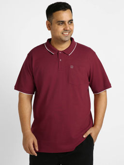 Urbano Plus - Mens Red Solid Regular Fit Half Sleeve Cotton Polo T-Shirt