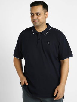 Urbano Plus - Mens Blue Solid Regular Fit Half Sleeve Cotton Polo T-Shirt