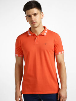 Urbano Fashion - Mens Coral Solid Slim Fit Half Sleeve Cotton Polo T-Shirt