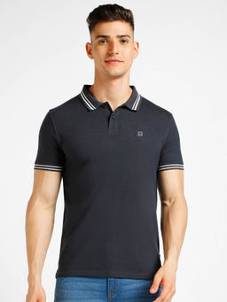 Urbano Fashion - Mens Grey Solid Slim Fit Half Sleeve Cotton Polo T-Shirt