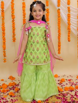 Lil Drama - Khilkhilahat Green Kurta and Sharara with Dupatta