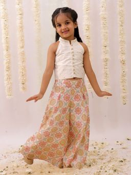 Lil Drama - Girls Mishti Off White Top and Palazzo
