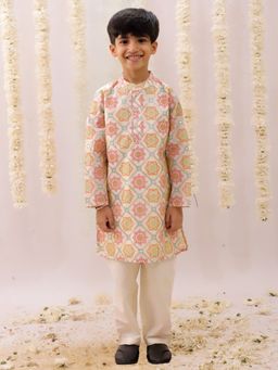 Lil Drama - Boys Mishti Off White Kurta with Pyjama