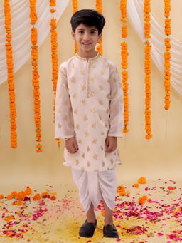 Lil Drama - Boys Mishti Off White Kurta with Dhoti Pant