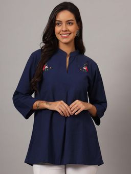 DART STUDIO - Navy Blue Hand Embroidered Tunic