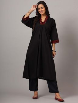 DART STUDIO - Black Hand Embroidered with Mirror Work Kurta