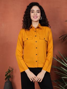 Tandul - Yellow Solid Front Pocket Detail Shirt
