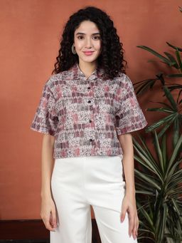 Tandul - Women Crepe Regular Half Sleeve Multicolor Shirt