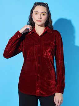 Tandul - Women Regular Fit Velvet Shirt