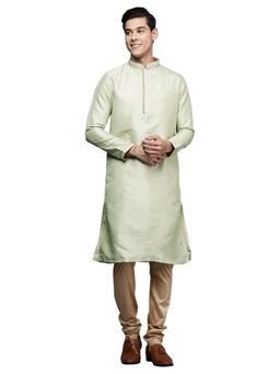 Manyavar - Men'S Pista Art Silk Festive Wear Kurta Churidar (Set of 2)