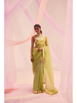 KAPARDARA - Lime Green Saree without Blouse
