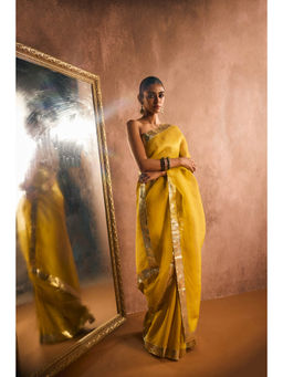 KAPARDARA - Mustard Saree without Blouse