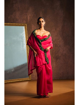 KAPARDARA - Rani Pink Saree without Blouse