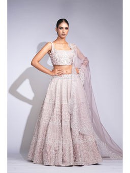 Shruti S - Mauve Silk Lehenga with Blouse and Dupatta