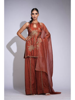 Shruti S - Rust Kurti with Palazzo and Dupatta