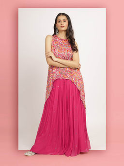 Bha-Sha - Pink Alina Tunic With Lehengas