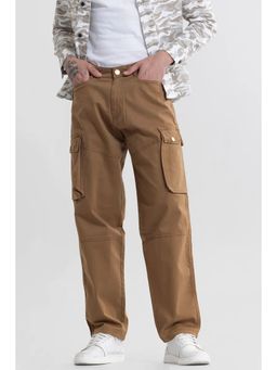Snitch - Brown Plain Loose Casual Cargo Pant
