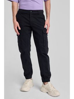 Snitch - Black Plain Slim Casual Cargo Pant