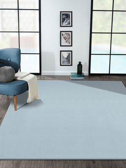 OBSESSIONS Polyester Soft Shaggy Solid Area Rug Ice Blue